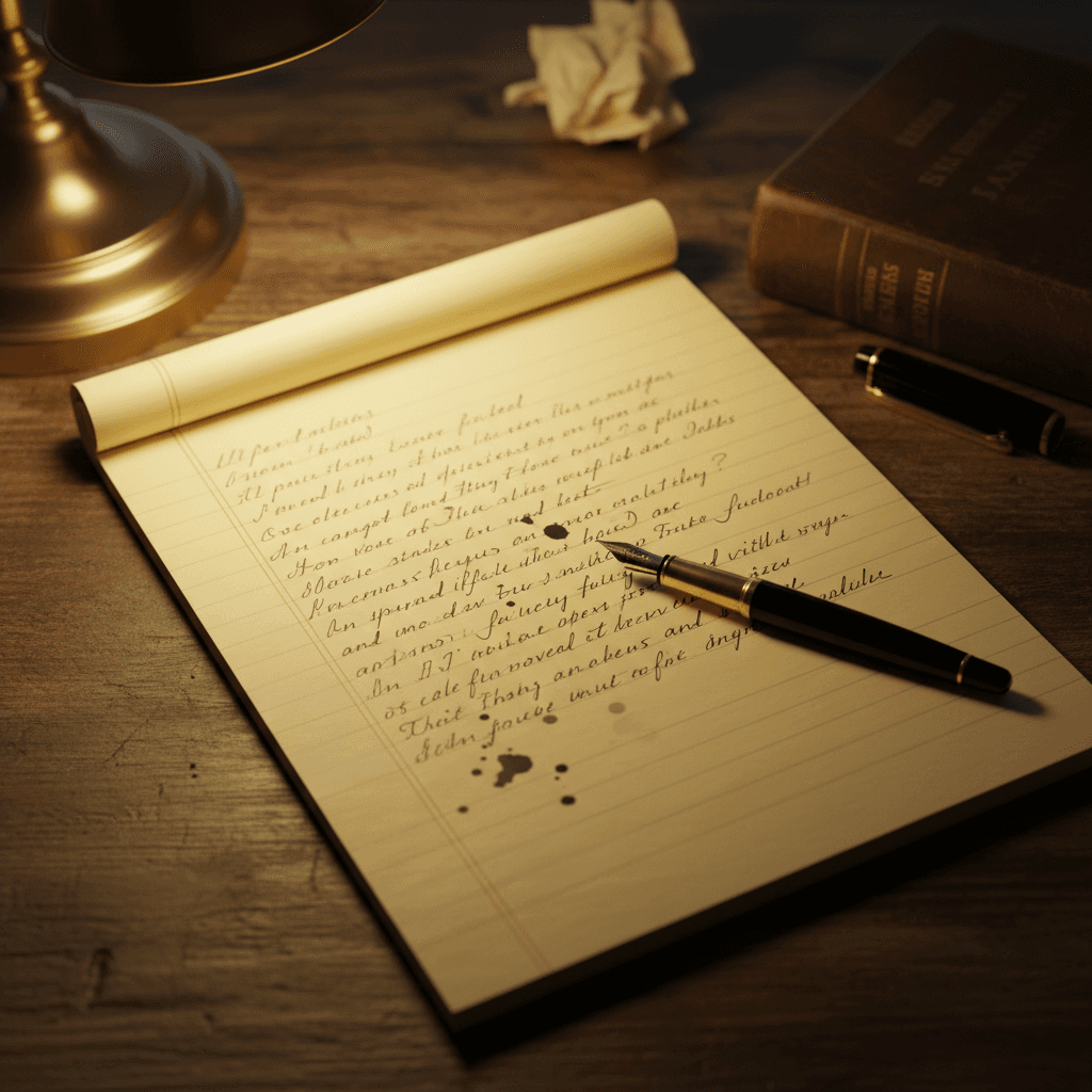 Legal notepad with handwritten notes