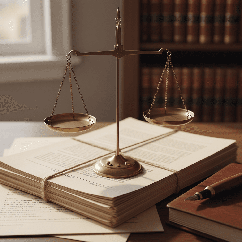 Justice scale on legal documents