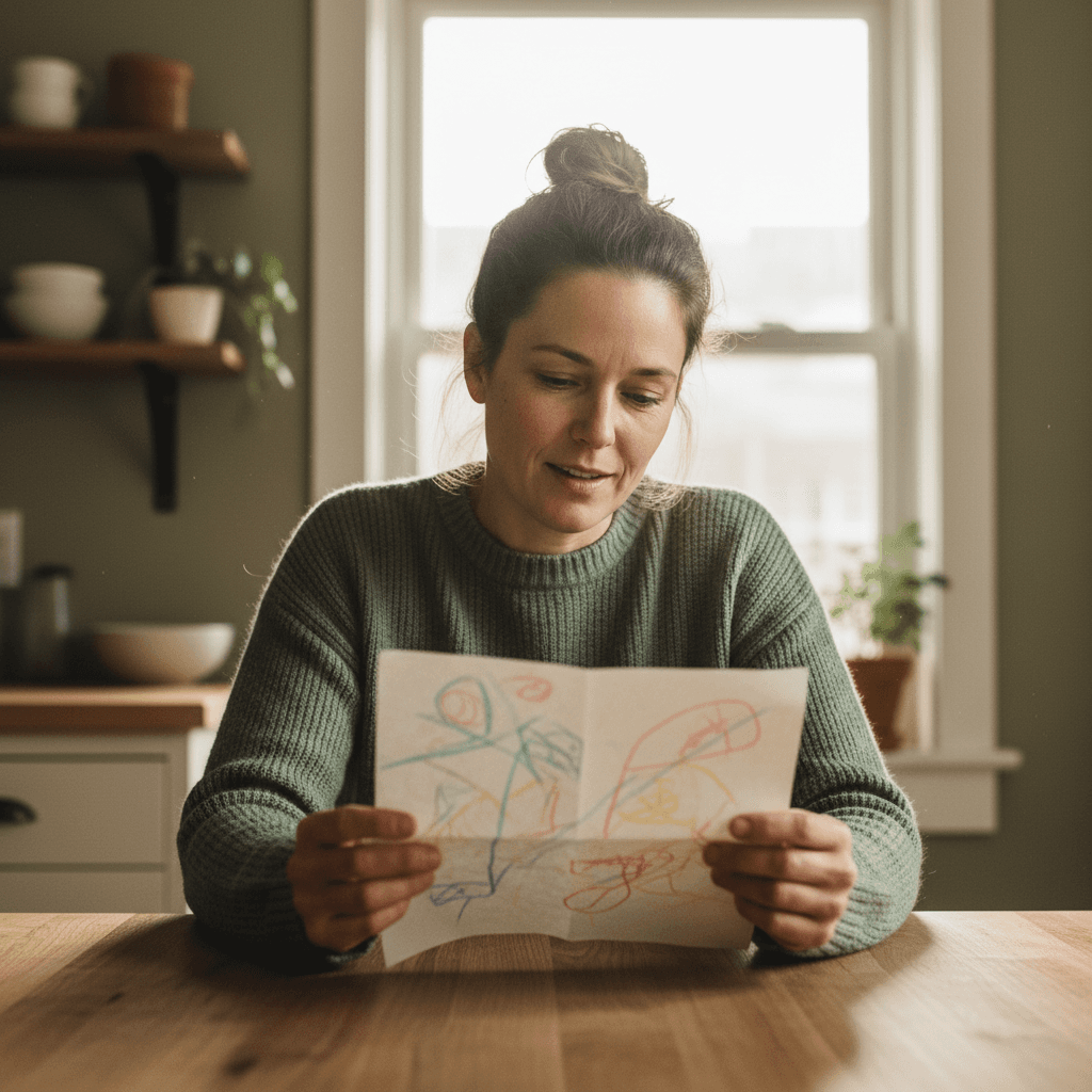 Parent reviewing a trigger map at a table