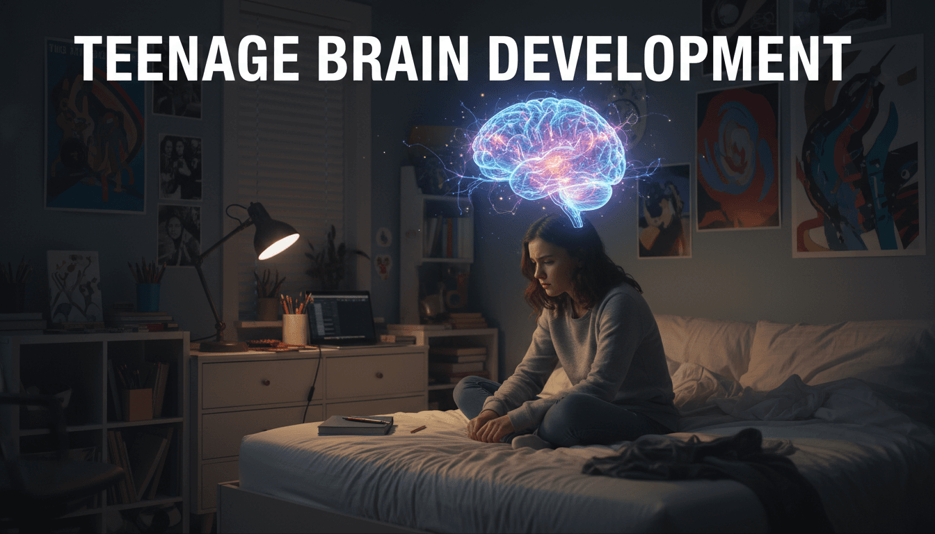 Teenager sitting alone in bedroom looking thoughtful
