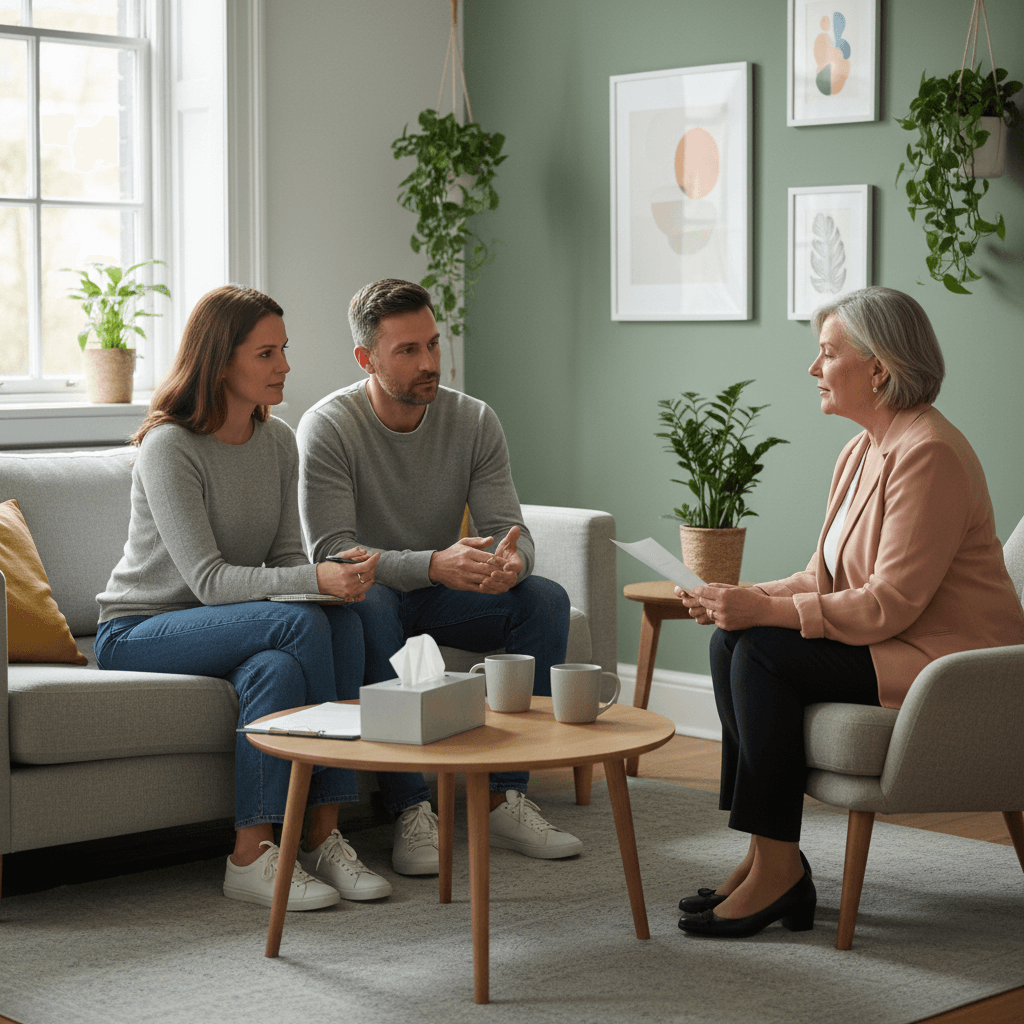 Couple discussing a parenting plan