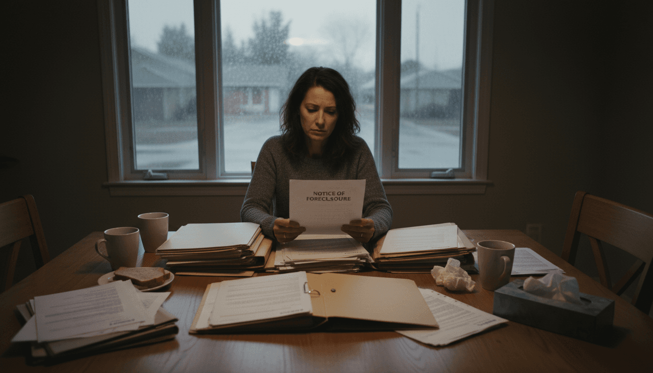 Parent looking concerned while reviewing paperwork