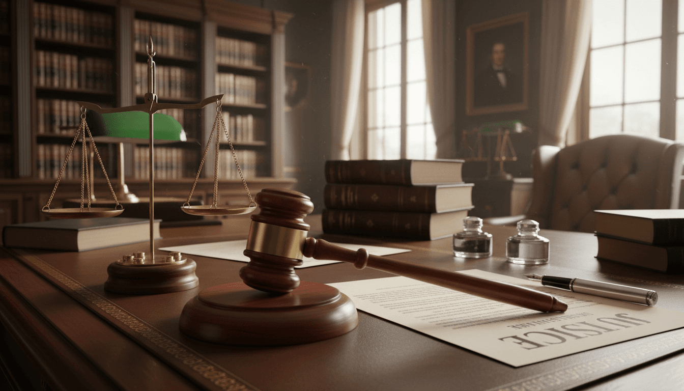 Gavel and scales of justice on a desk
