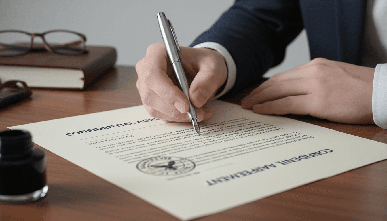 Close up of signing a legal document