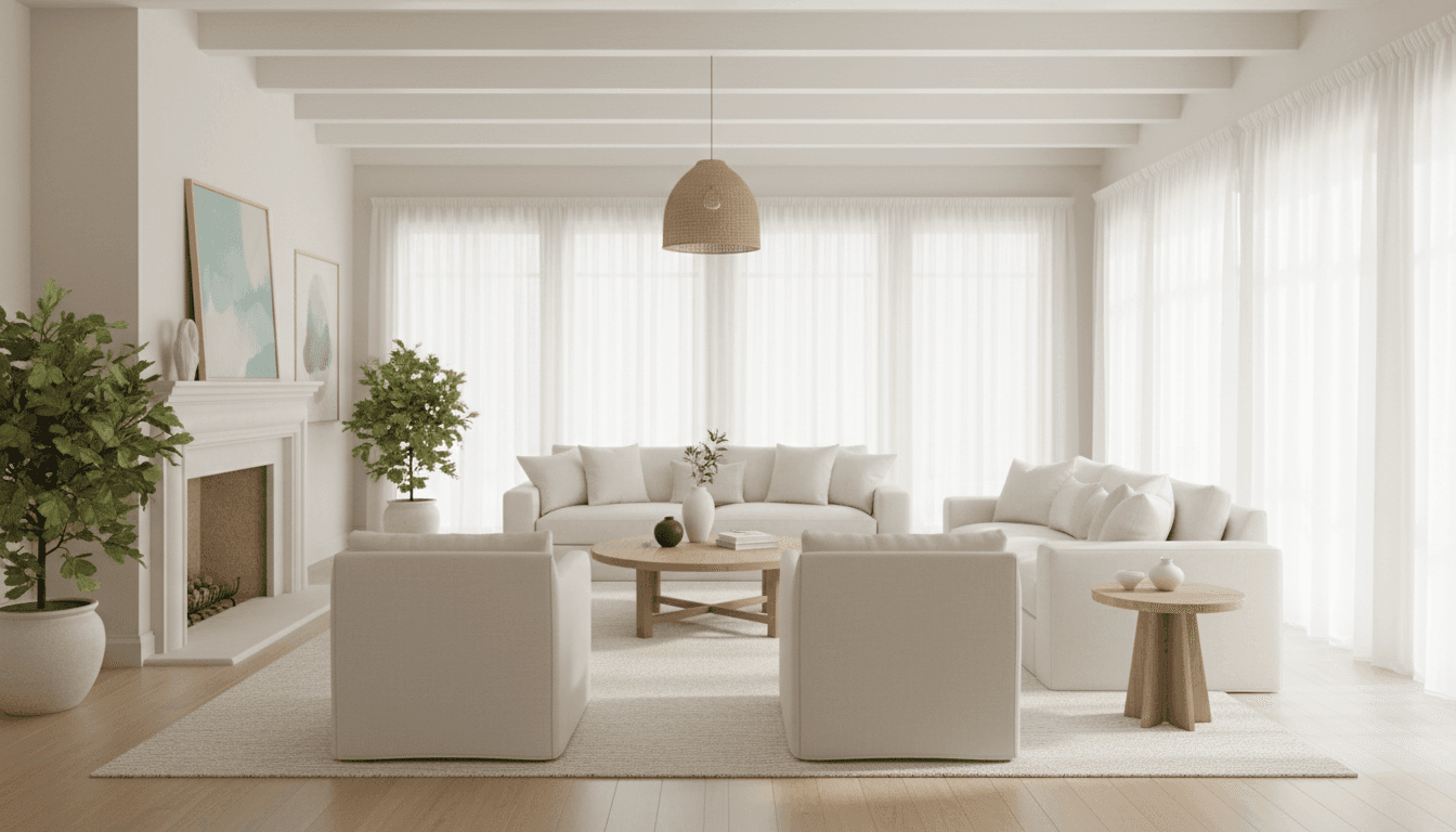 Light and airy living room with peaceful ambiance