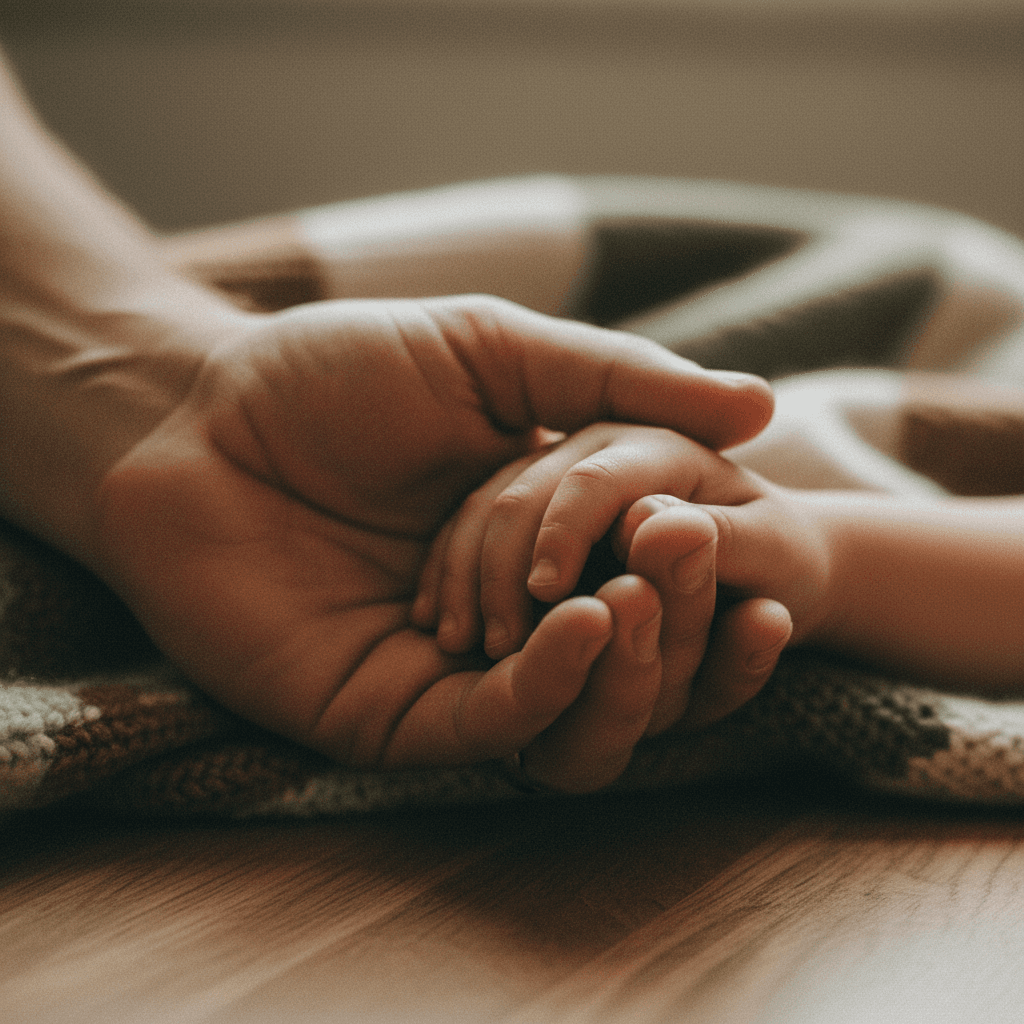 Parent and child hands holding