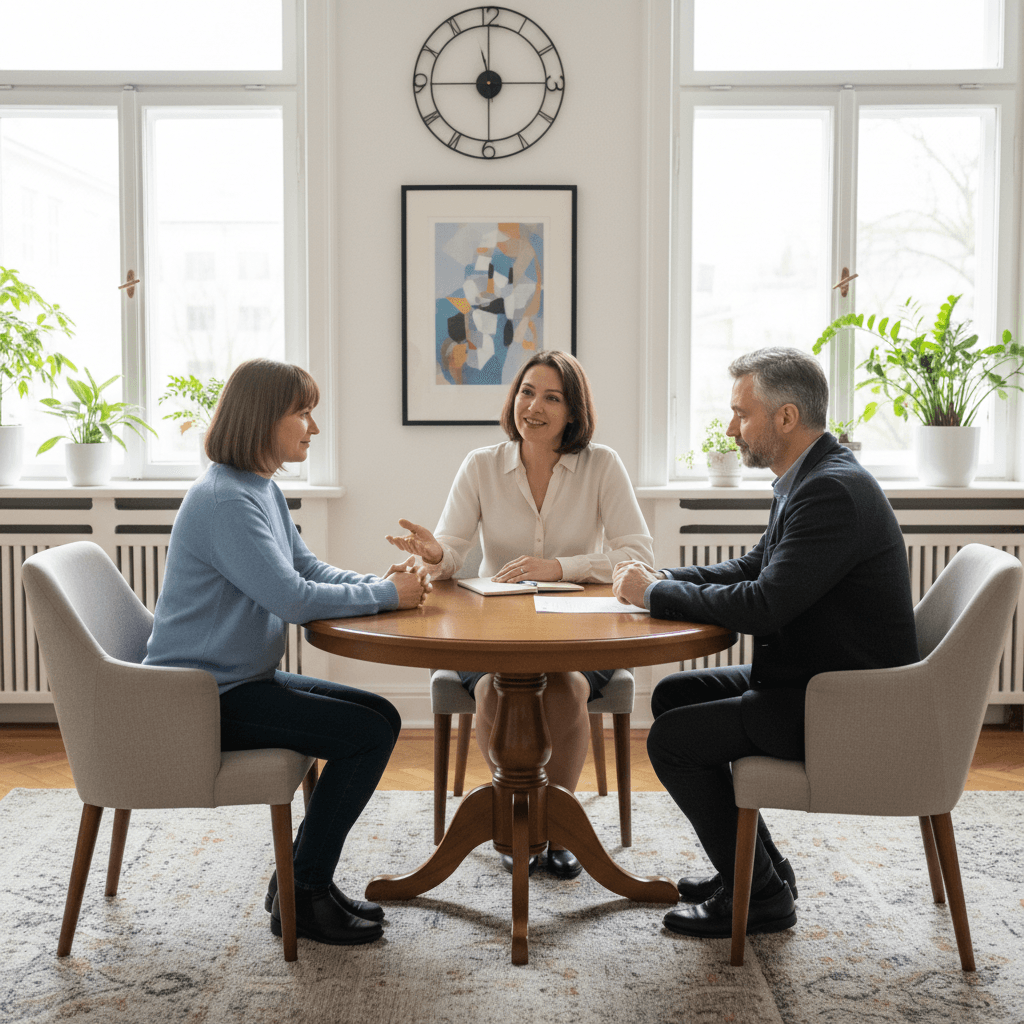 Parents meeting with a mediator