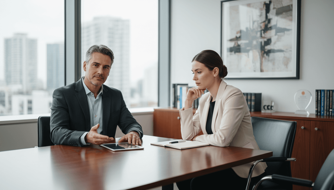 Lawyer and client in professional consultation