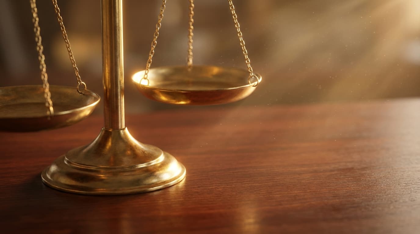 Polished brass scales on mahogany wood, golden sunlight creating sharp details and soft bokeh background.